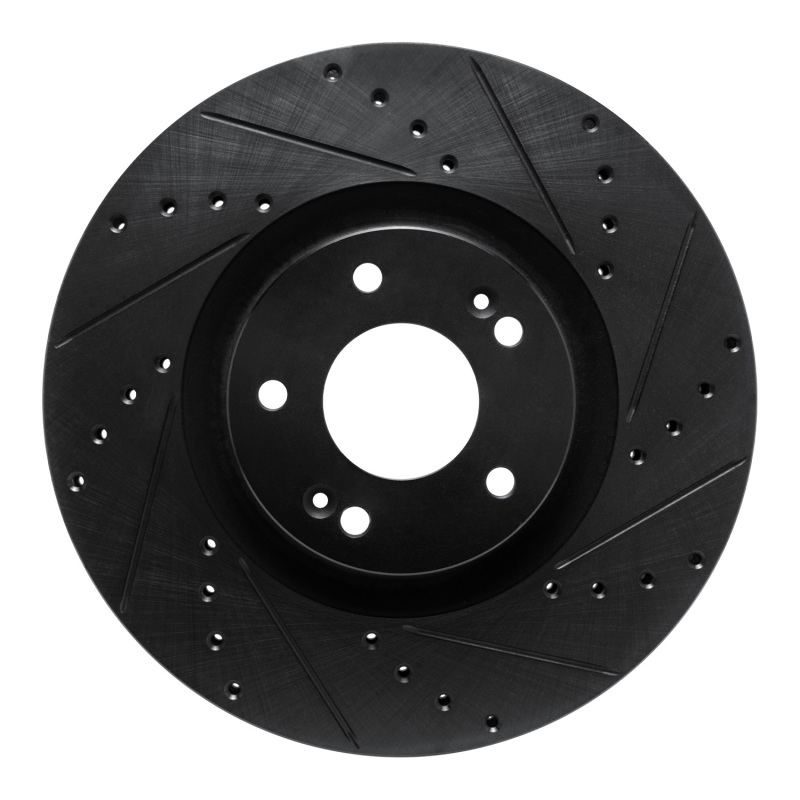 Hyundai Santa Cruz Brake Rotor (1) - Front Right - R1 Concepts - Drilled & Slotted - Black - `21-`25